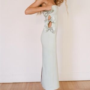 Satin effect bow midi dress